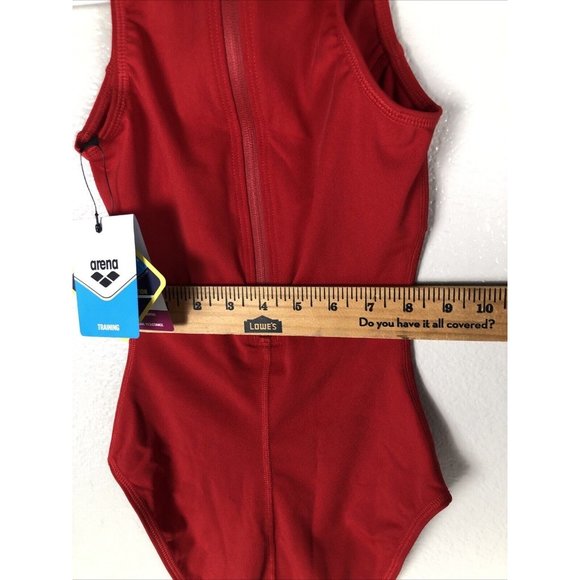 Arena Women's Solid Waterpolo One Piece Swimsuit Red Size 26  NWT - Picture 6 of 15